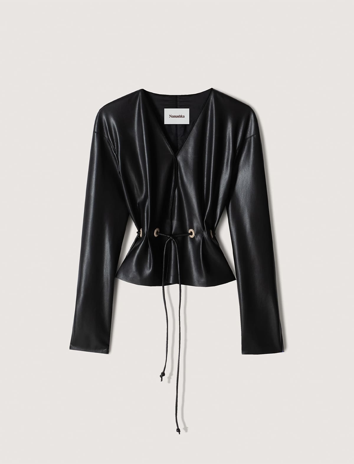 NANUSHKA Faroe Vegan Leather Top in Black