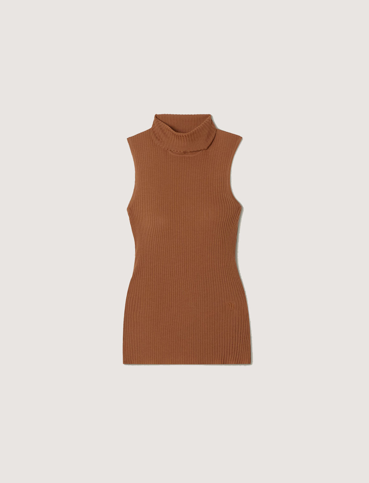 NANUSHKA Faron Merino Wool Roll-neck Tank Top in Ginger