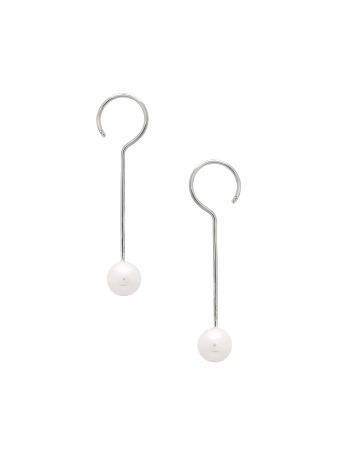 BEAUFILLE Rabari Pearl Drop Earrings in Silver