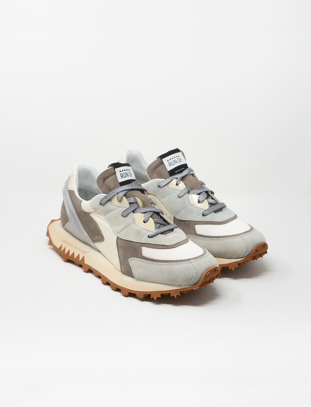 RUN OF Filler Sneakers in Grey and Brown Multi