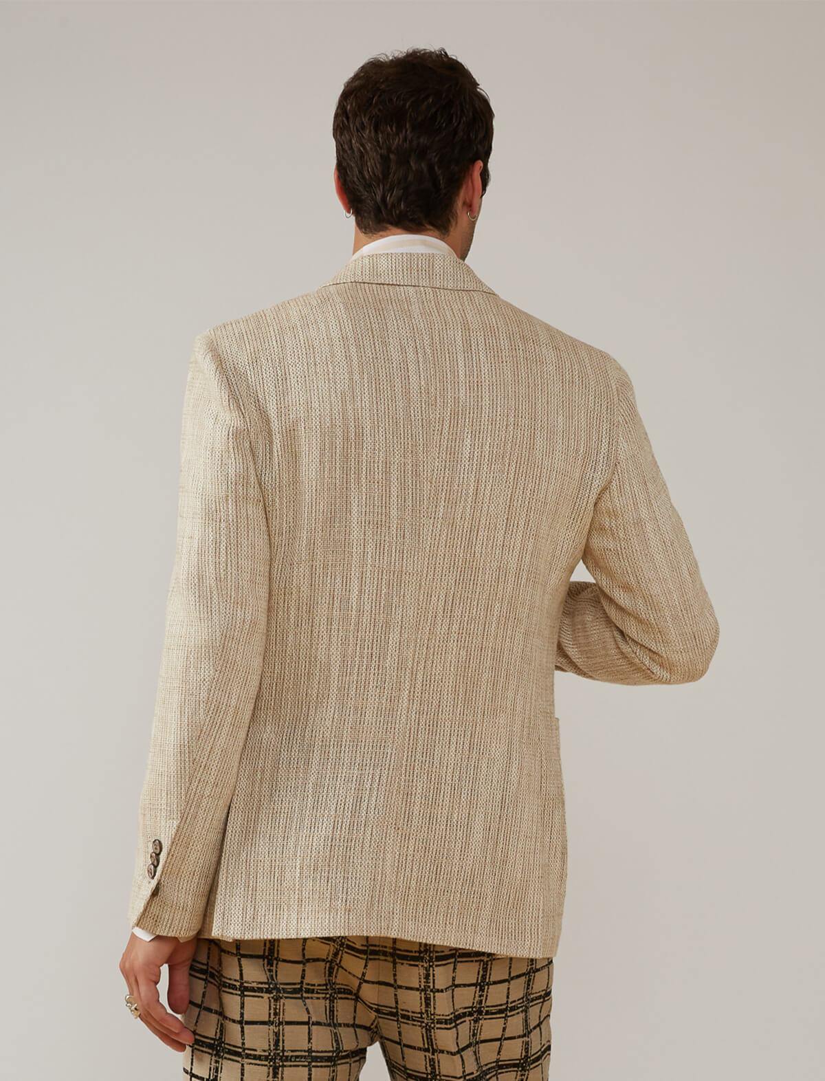 GABRIELE PASINI Single-Breasted Blazer in Natural Weave | CLOSET Singapore