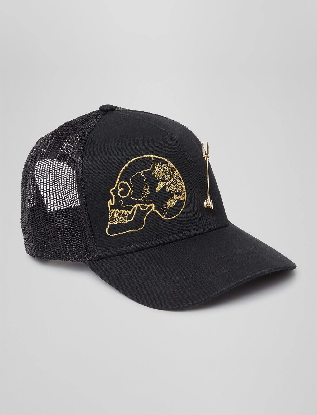 GABRIELE PASINI Embroidered Skull Logo Cap in Black | CLOSET Singapore