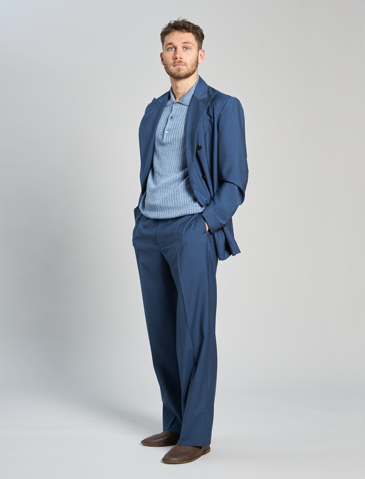 BARENA VENEZIA Double-Breasted Wool Jacket in Blue