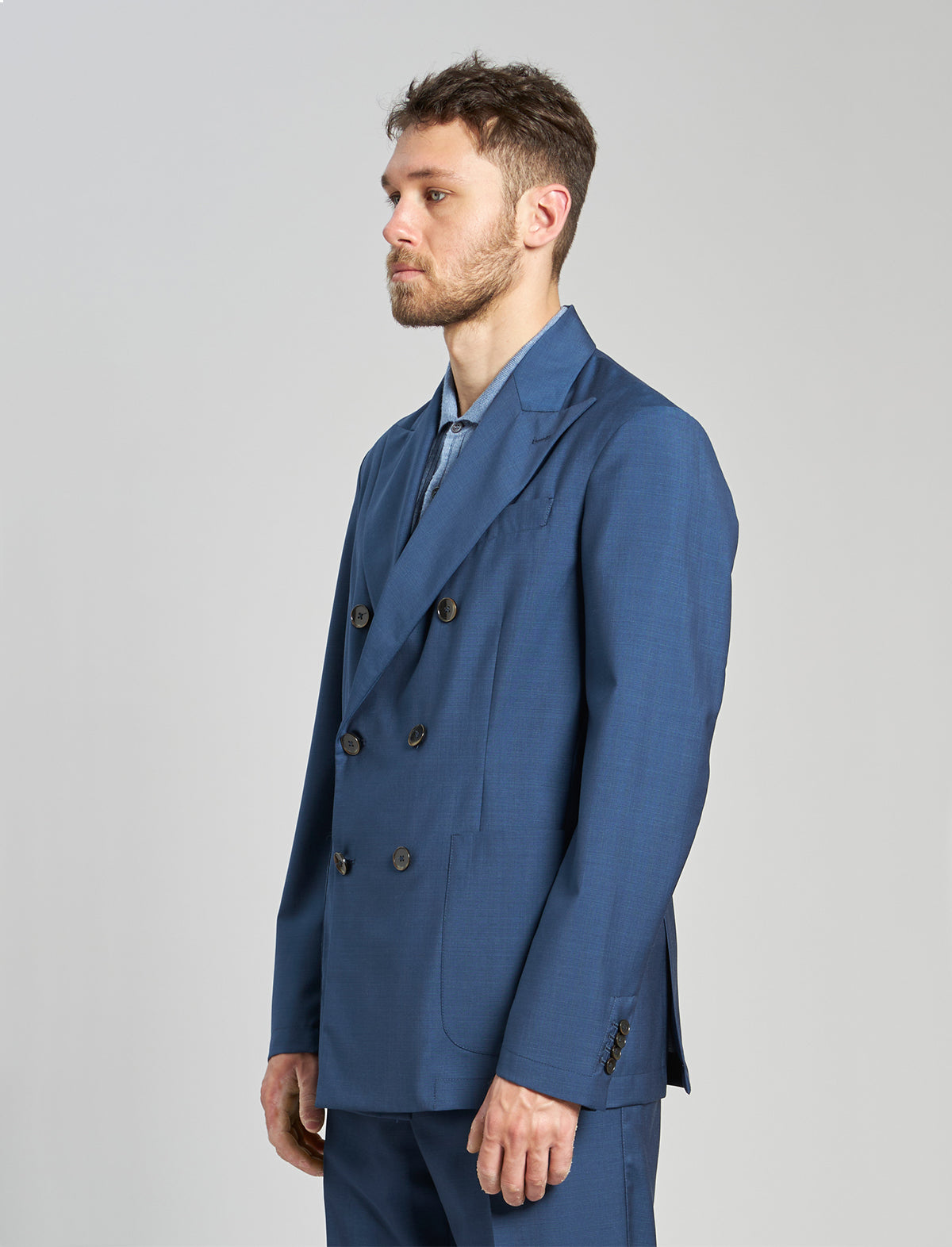 BARENA VENEZIA Double-Breasted Wool Jacket in Blue