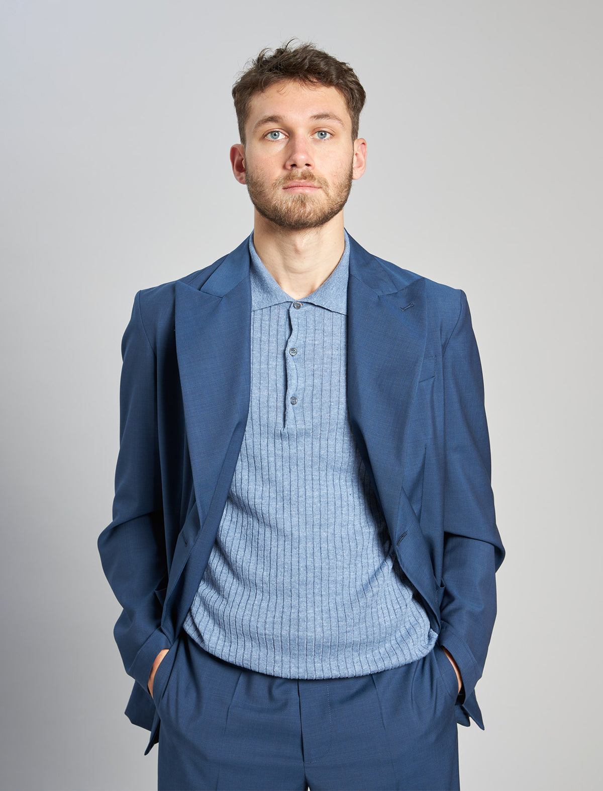 BARENA VENEZIA Double-Breasted Wool Jacket in Blue