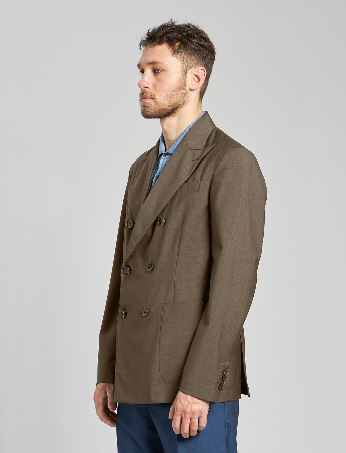 BARENA VENEZIA Double-Breasted Wool Jacket in Khaki