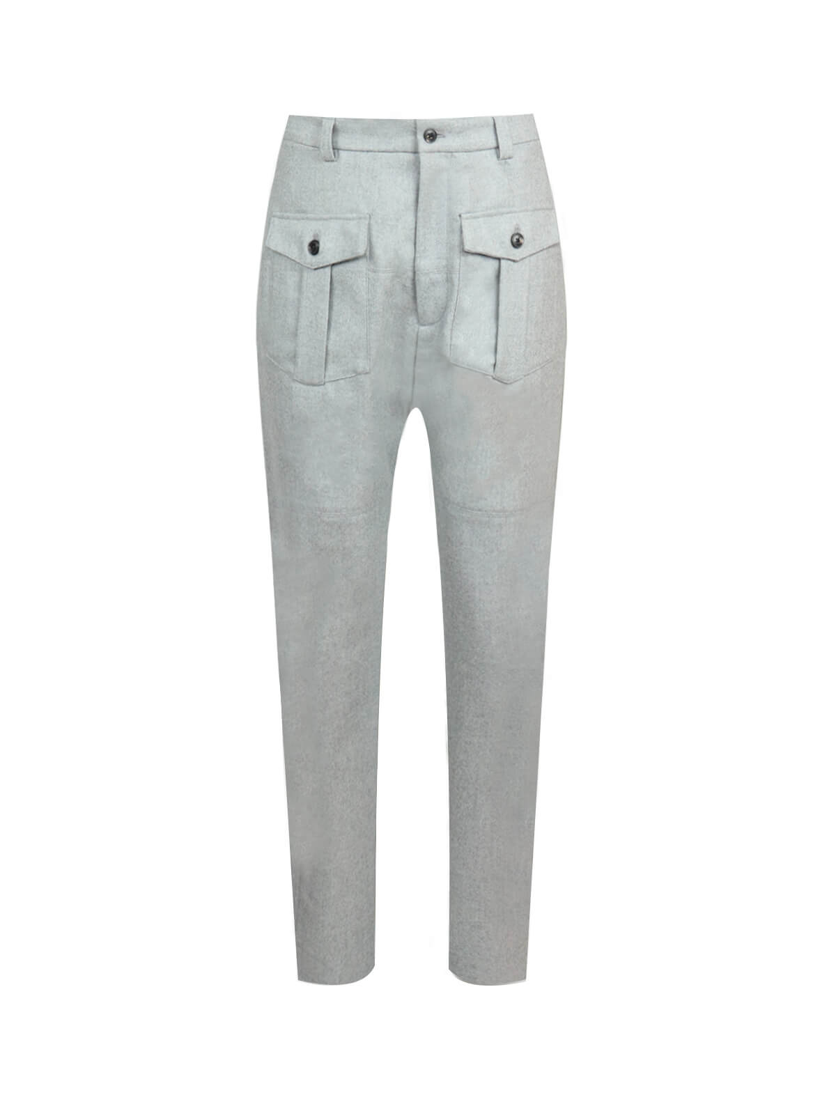 GABRIELE PASINI Box Pleat Wool Pants in Light Grey