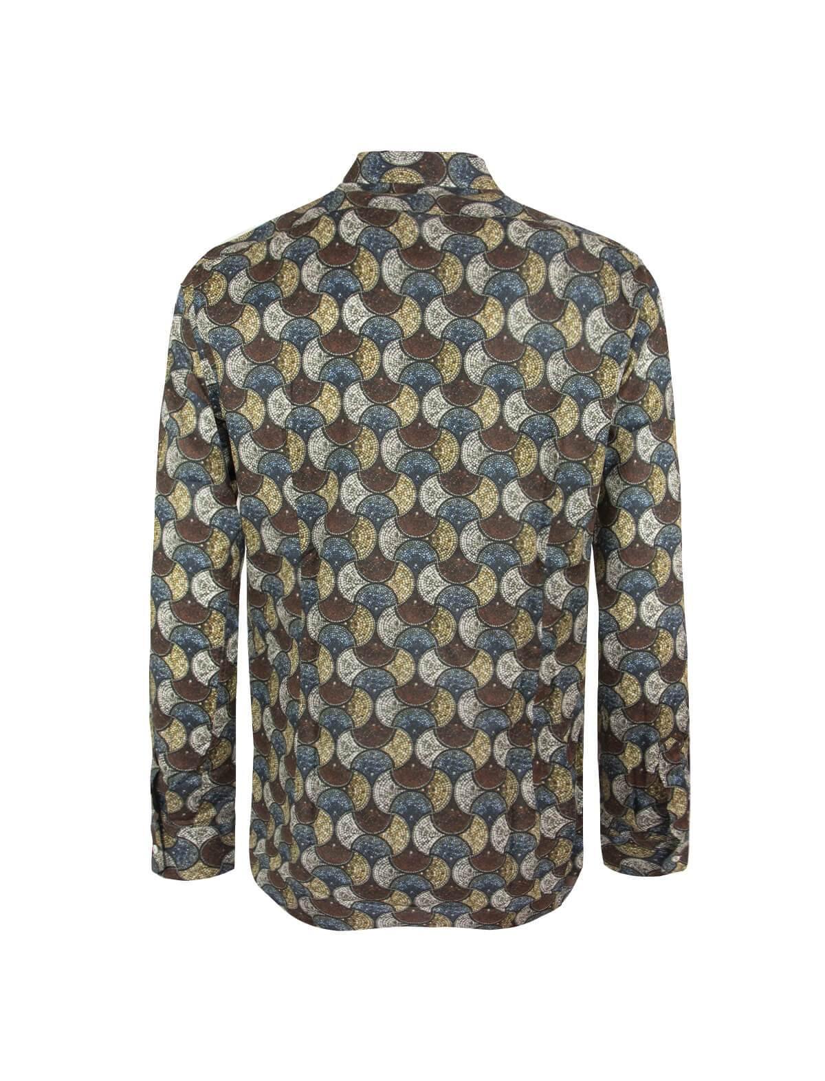 GABRIELE PASINI Cotton Dress Shirt in Brown Multi Print | CLOSET Singapore