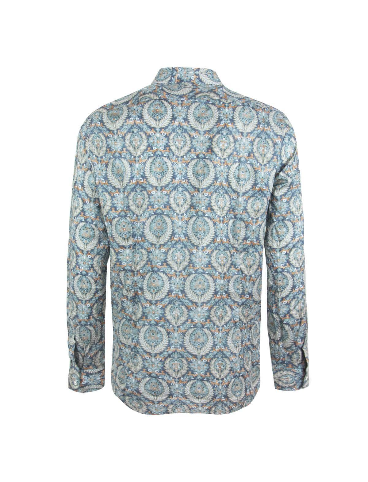 GABRIELE PASINI Cotton Dress Shirt in Blue Multi Print | CLOSET Singapore