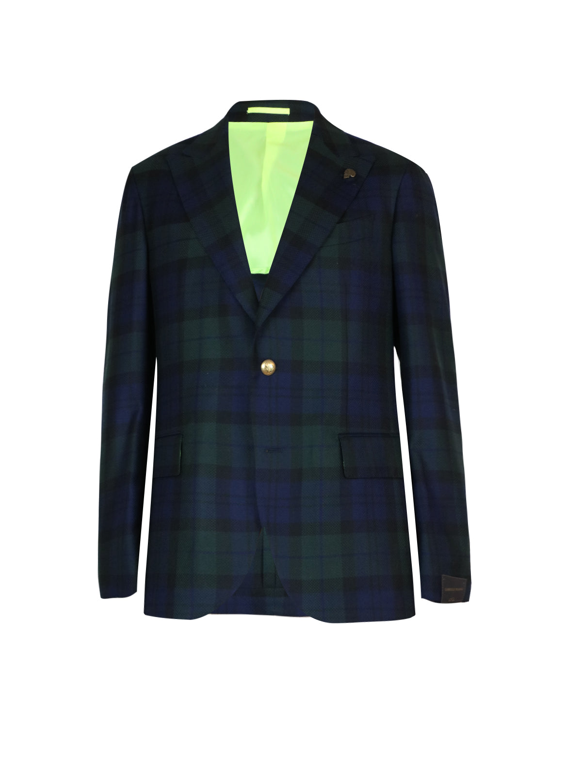Gabriele Pasini Checkered Wool Blazer in Green/Navy