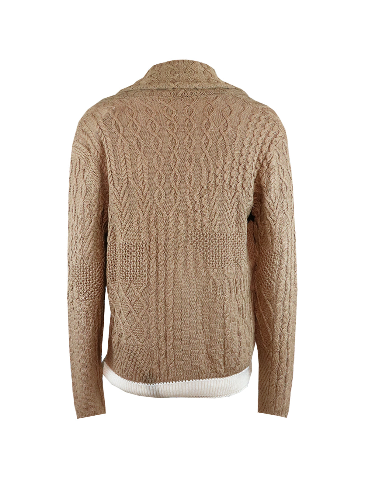Gabriele Pasini Flax Cable Knit Cardigan in Brown/White