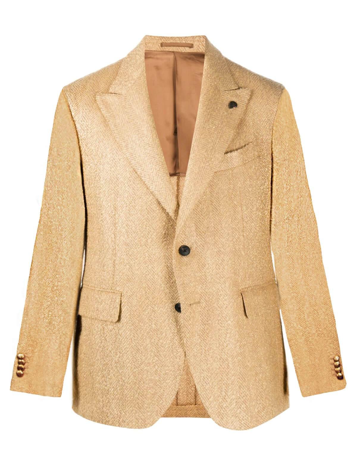 GABRIELE PASINI Single-Breasted Wool Blended Blazer in Beige | CLOSET Singapore