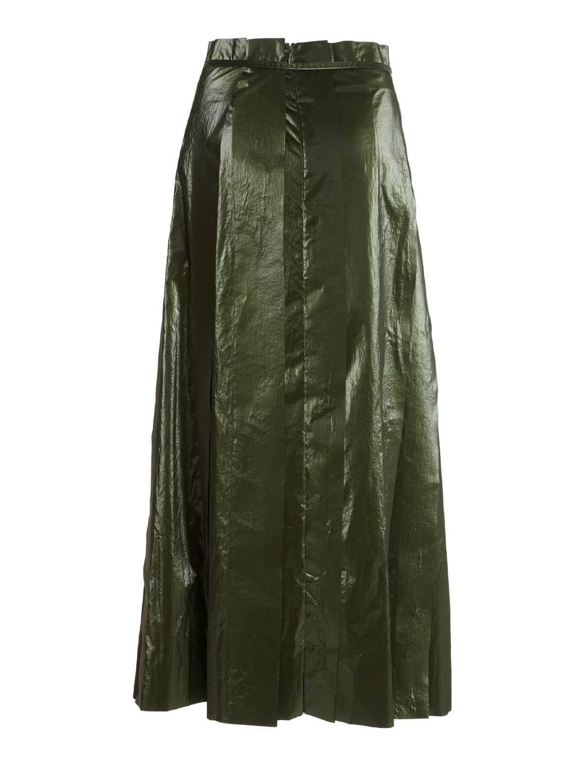 Layla Pleated Midi Skirt in Green - CLOSET Singapore