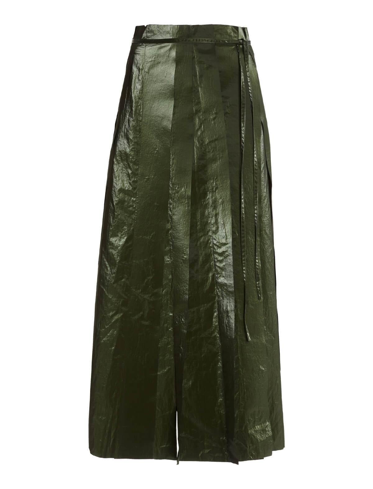 Layla Pleated Midi Skirt in Green - CLOSET Singapore