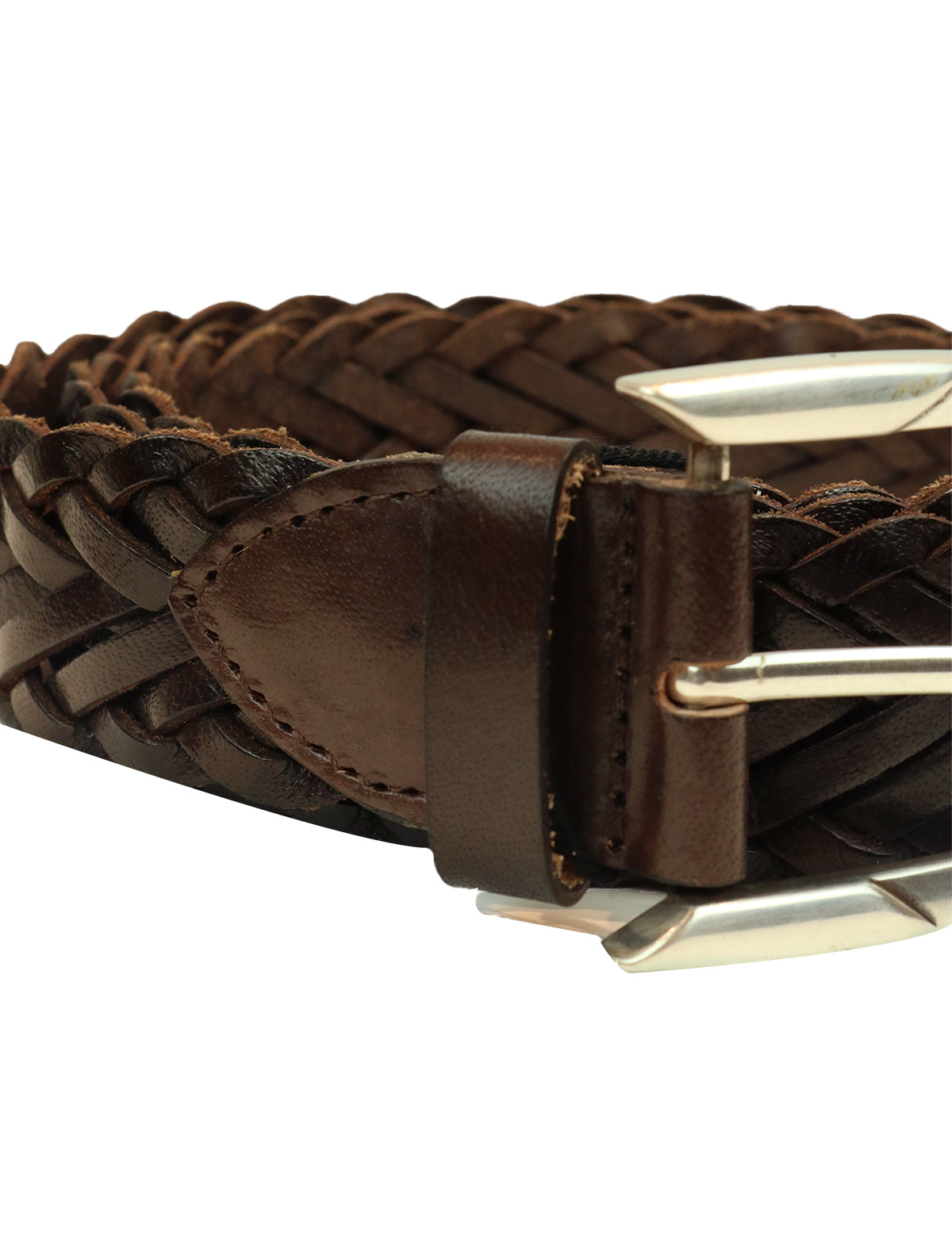 Andrea d'Amico Braided Leather Belt in Brown