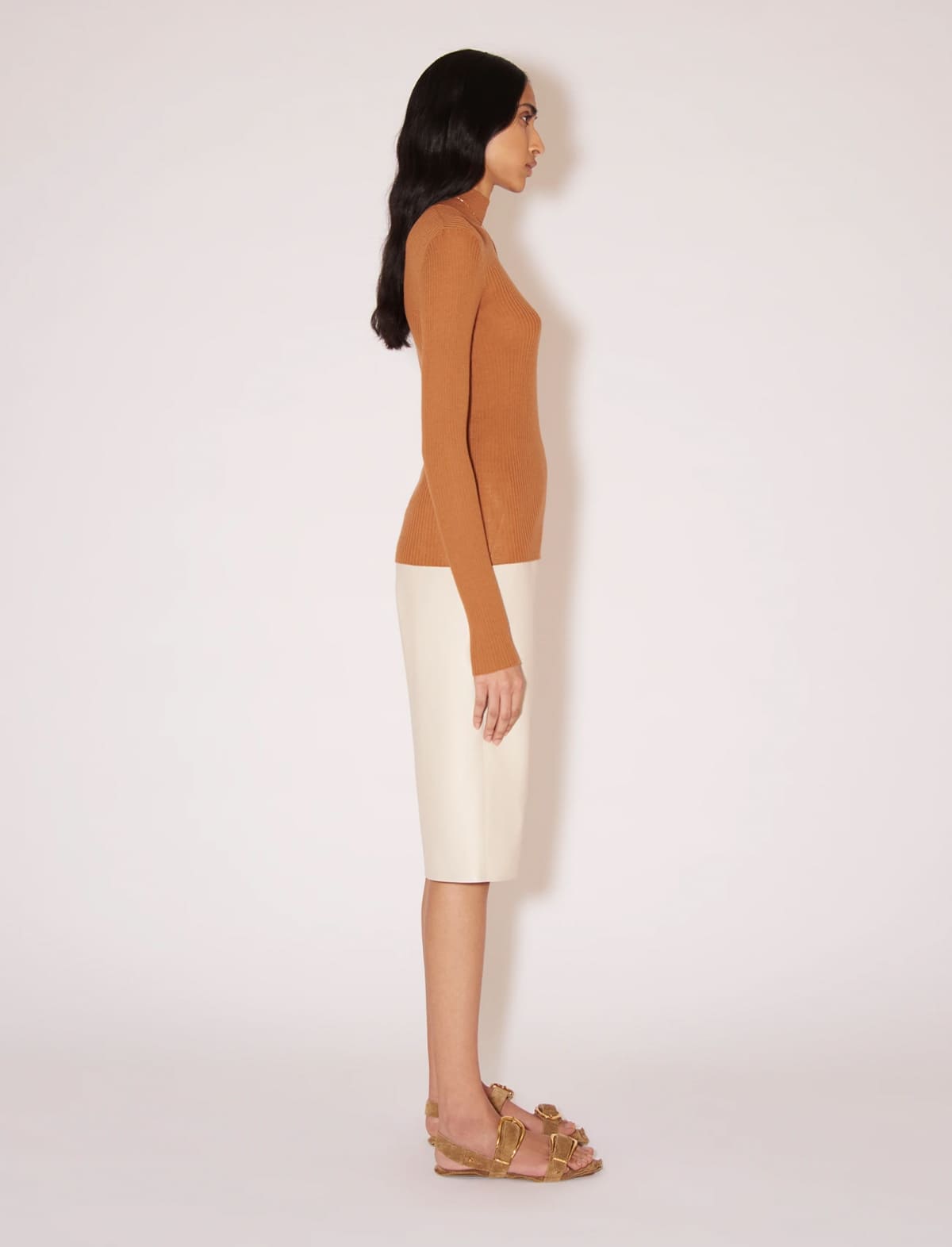NANUSHKA Harri Merino Wool Turtleneck Top in Ginger