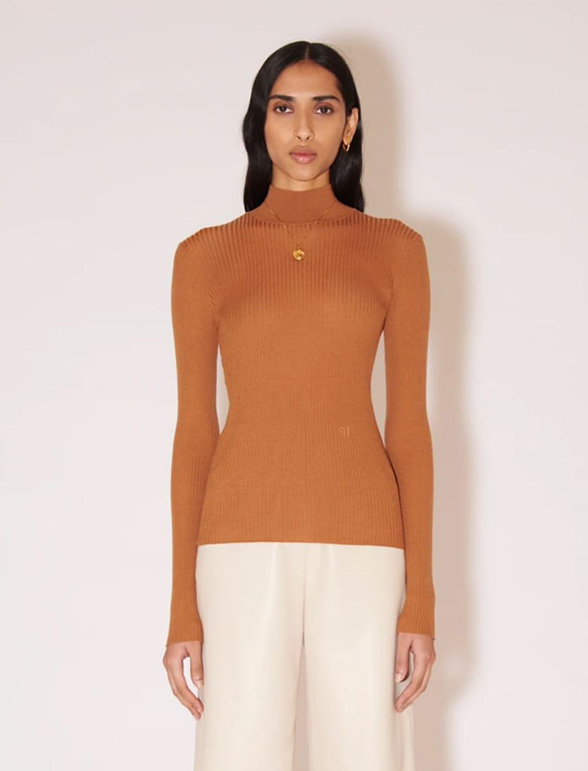 NANUSHKA Harri Merino Wool Turtleneck Top in Ginger