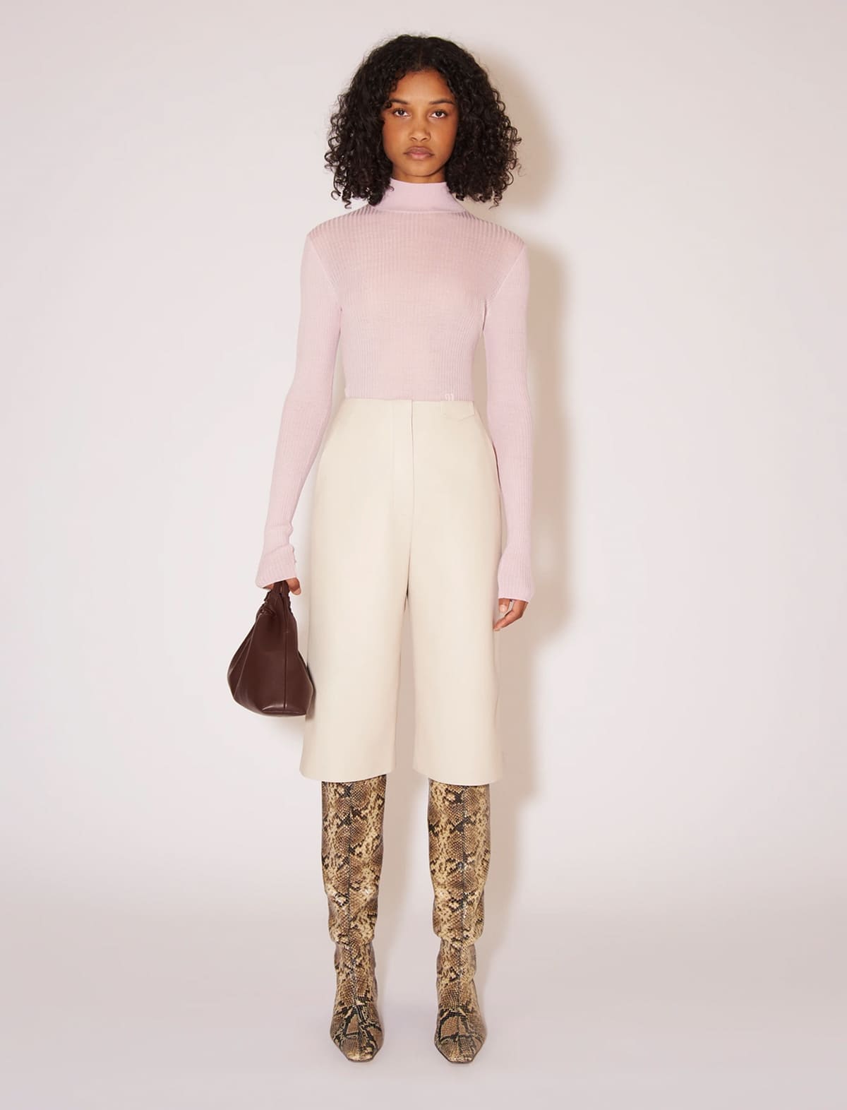 NANUSHKA Harri Merino Wool Turtleneck Top in Rose