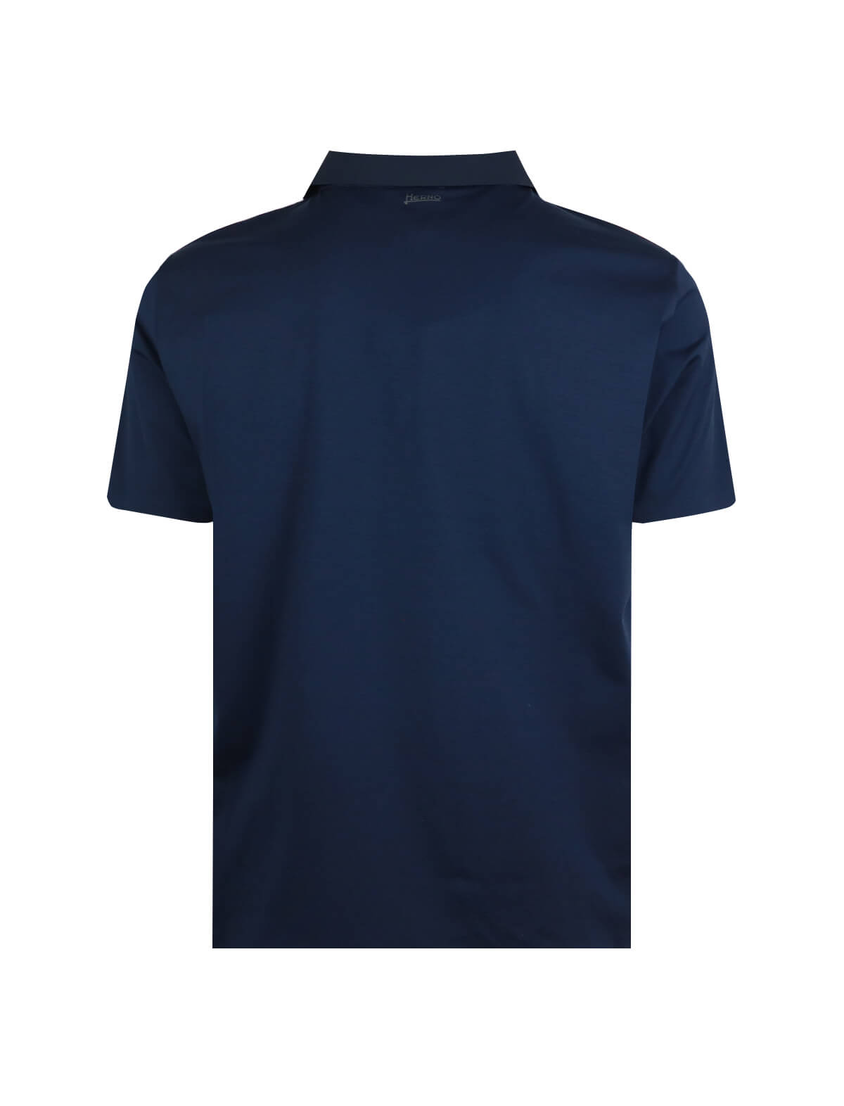 HERNO Superfine Cotton Stretch Polo Shirt In Blue Navy