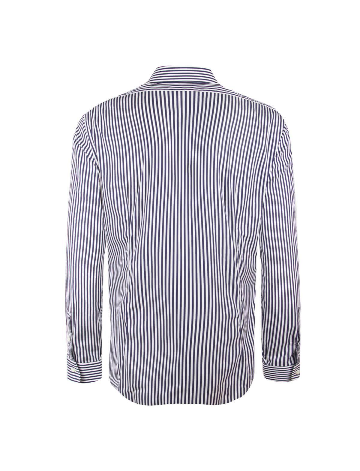 BARBA Classic Cotton White Shirt in Navy Stripes | CLOSET Singapore