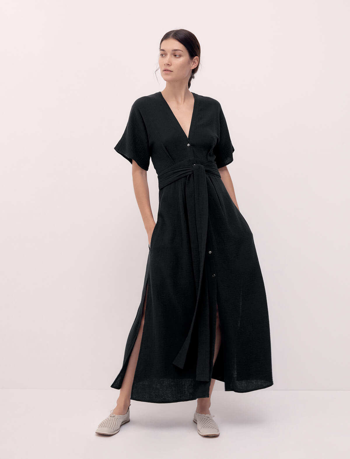 BIRD & KNOLL Ines Open Back Dress In Black