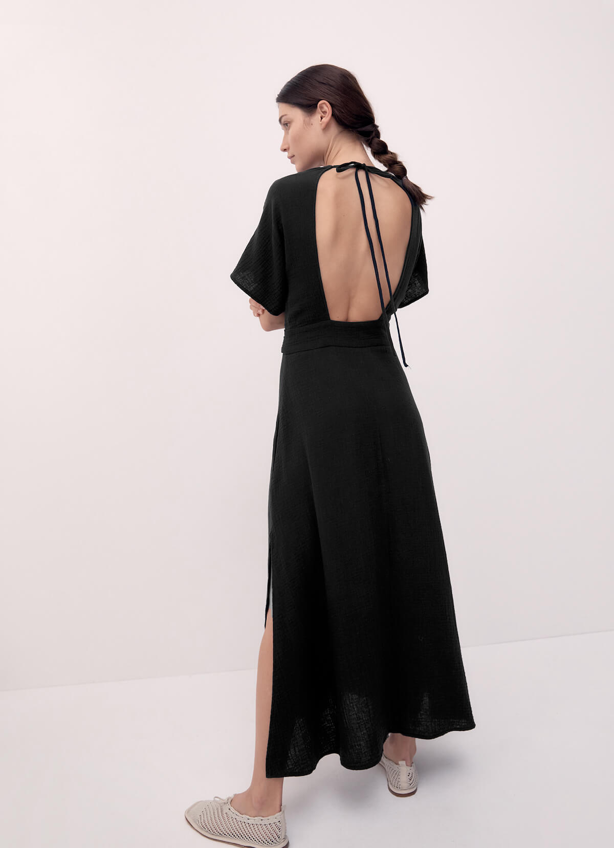 BIRD & KNOLL Ines Open Back Dress In Black