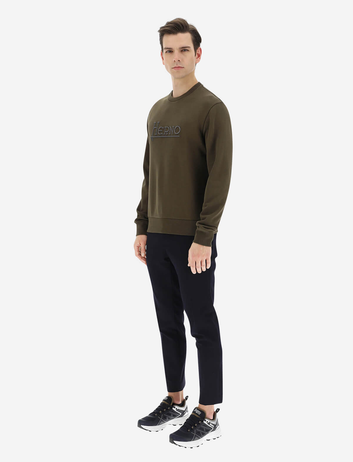 HERNO Cotton Sweater in Military Green