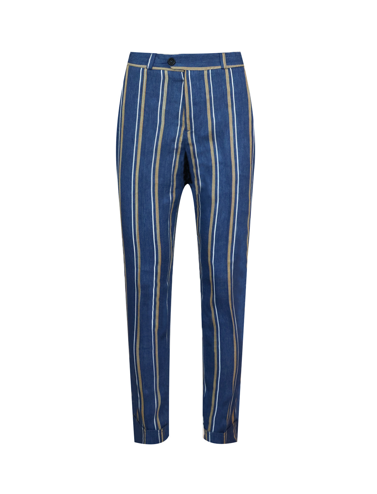 PT Torino Trouser in Blue/Beige Stripes