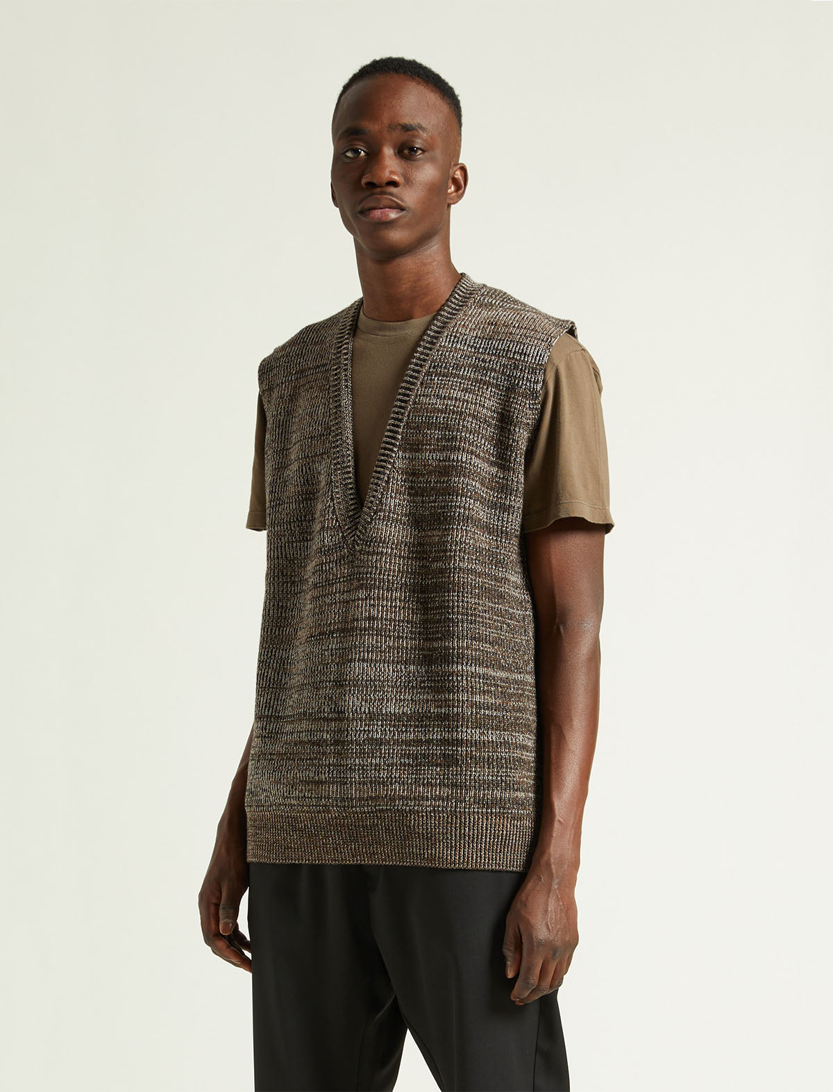 BARENA VENEZIA Oversized Wool-Blend Vest in Brown
