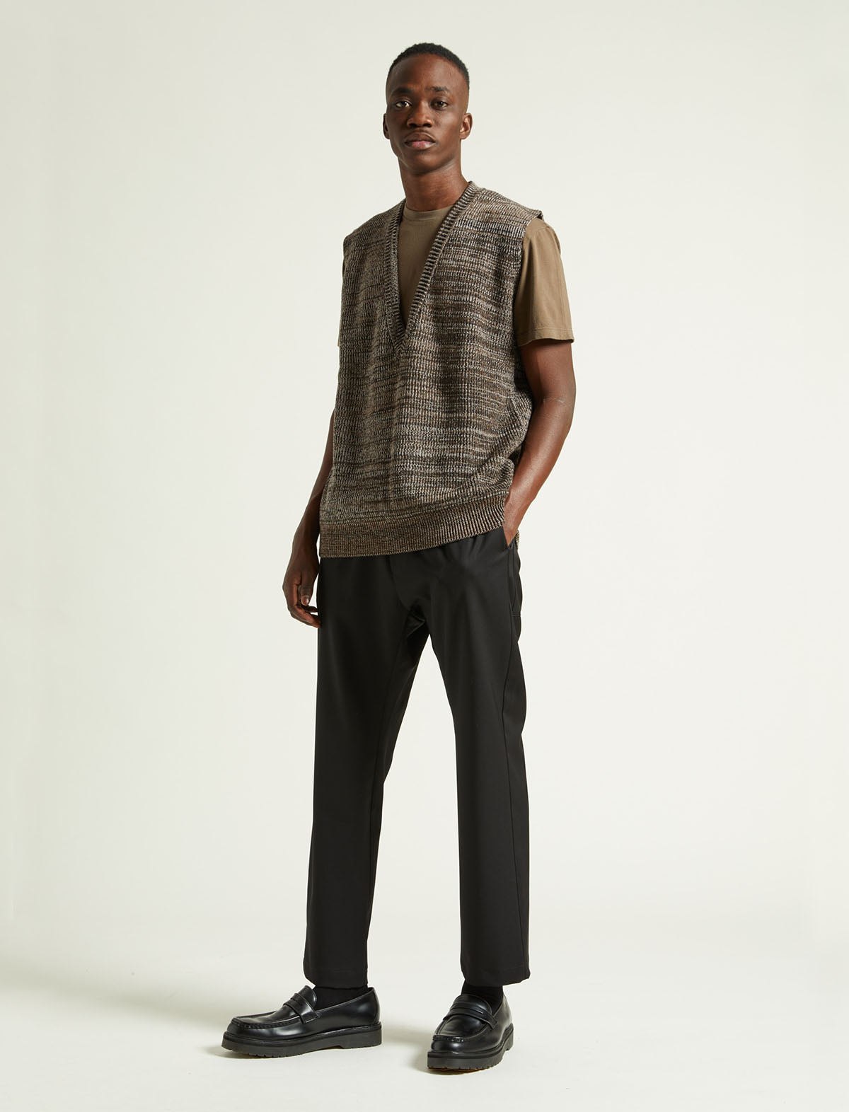 BARENA VENEZIA Oversized Wool-Blend Vest in Brown