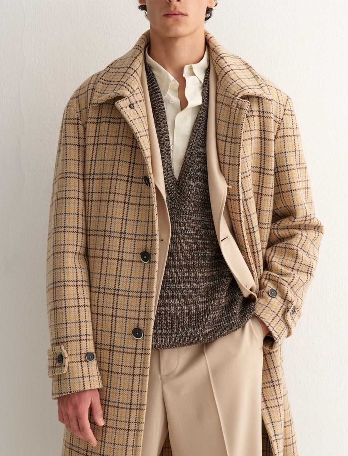 BARENA VENEZIA Oversized Wool-Blend Vest in Brown