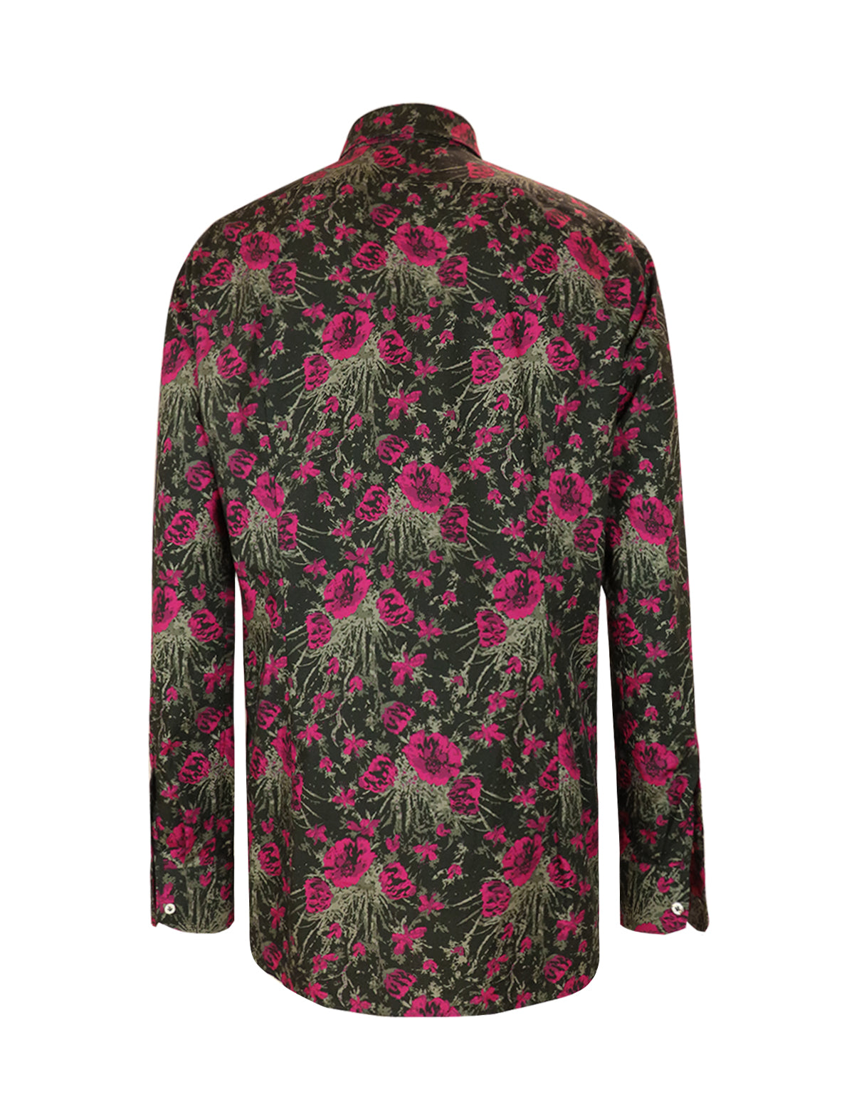 GABRIELE PASINI Cotton Shirt in Black & Fuchsia Floral