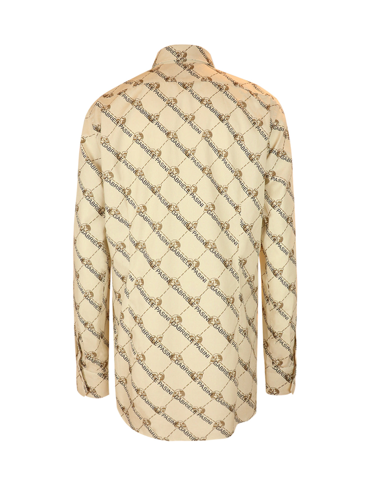 GABRIELE PASINI Cotton Shirt in Signature Beige Skull Motif