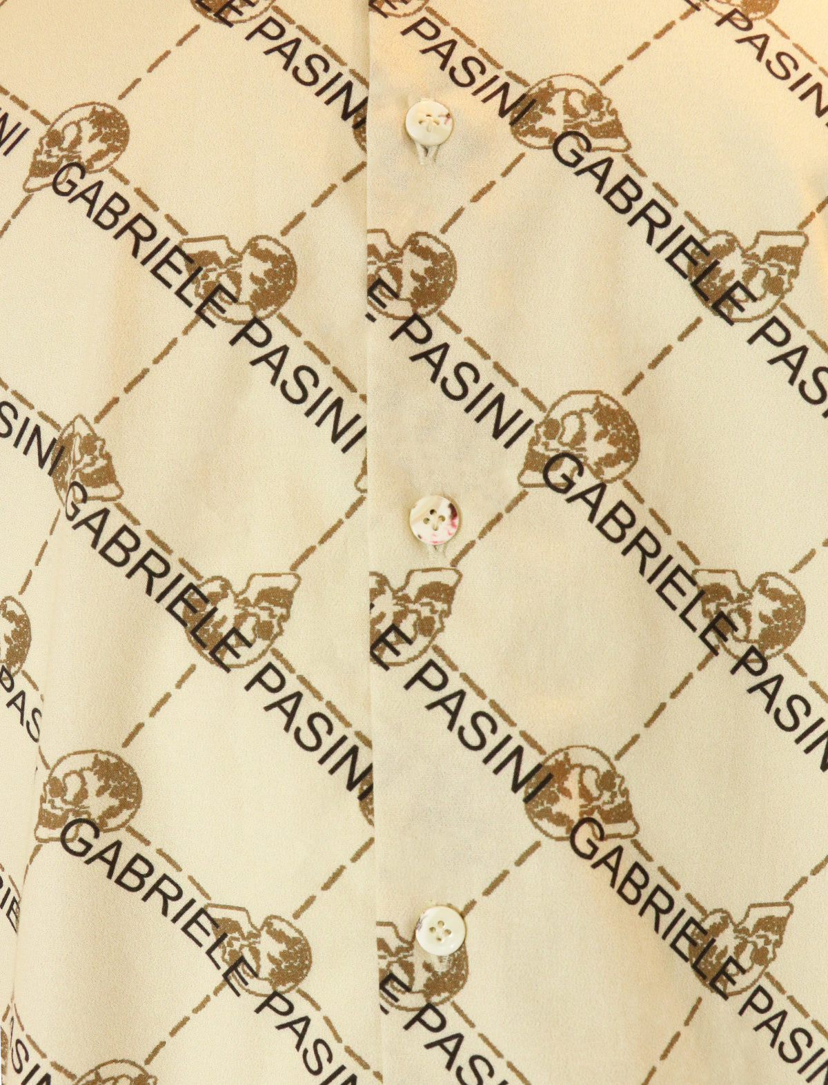 GABRIELE PASINI Cotton Shirt in Signature Beige Skull Motif