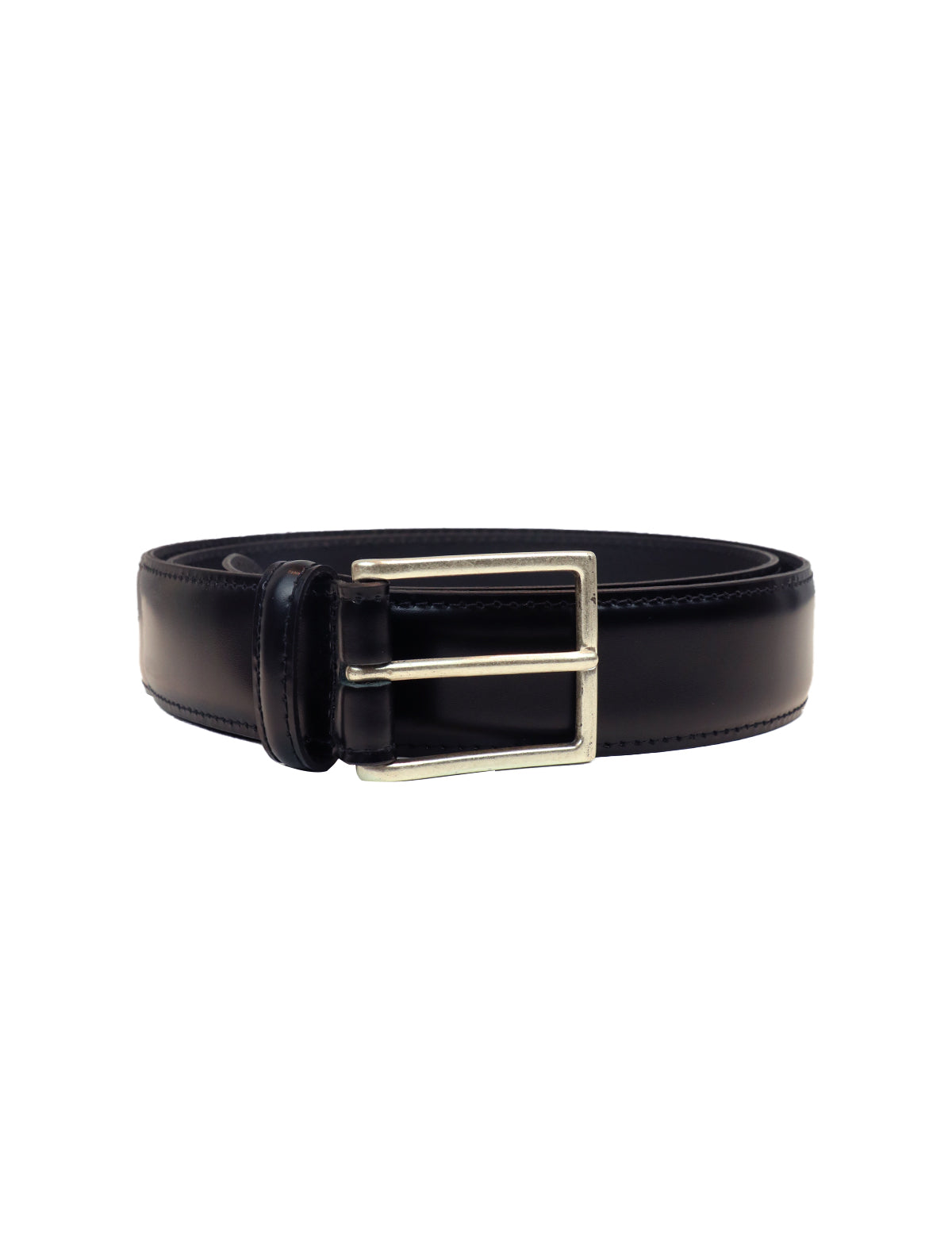 Andrea d'Amico Slim Matte Calfskin Belt in Black