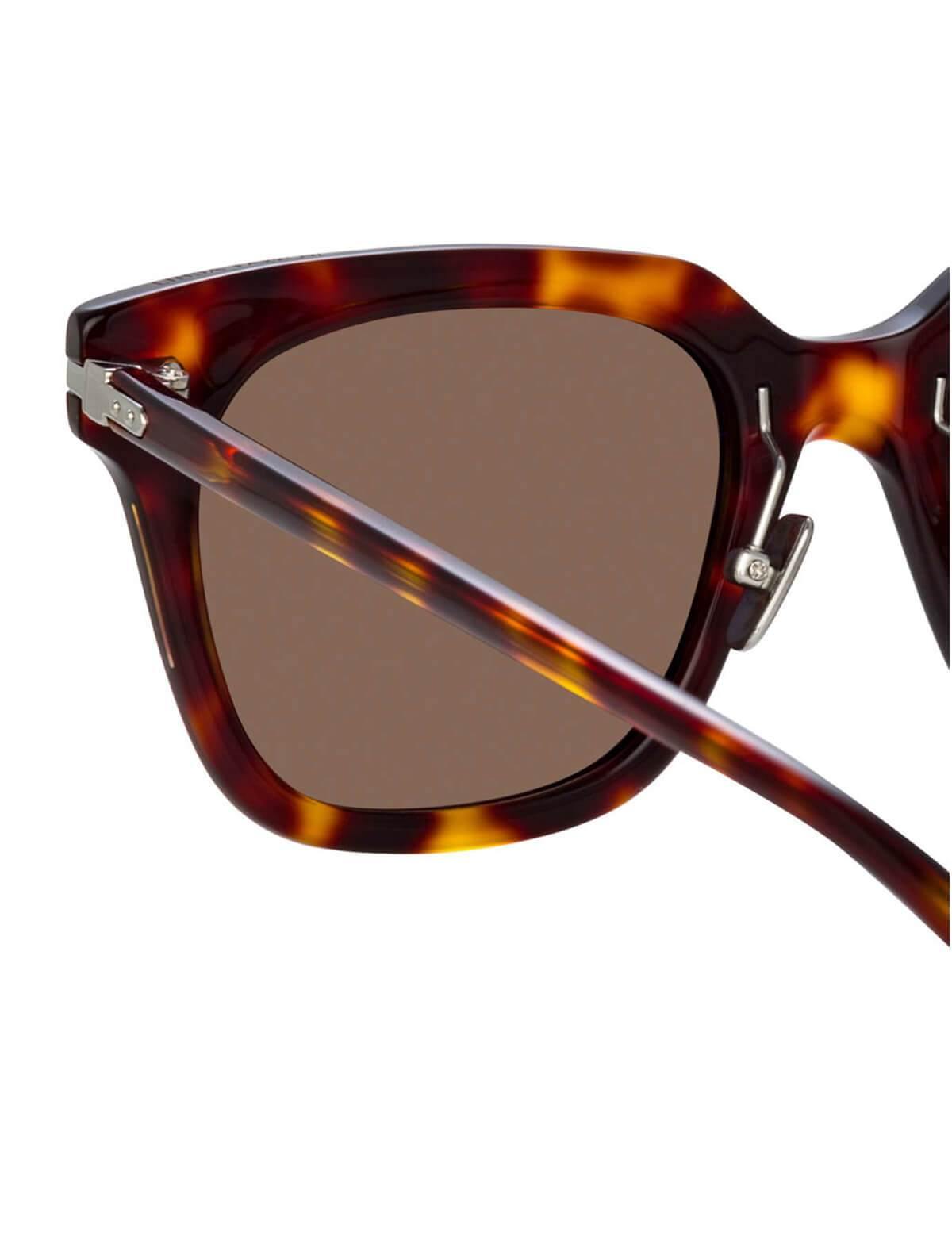 LINDA FARROW Empire D-Frame Sunglasses In Tortoiseshell | CLOSET Singapore