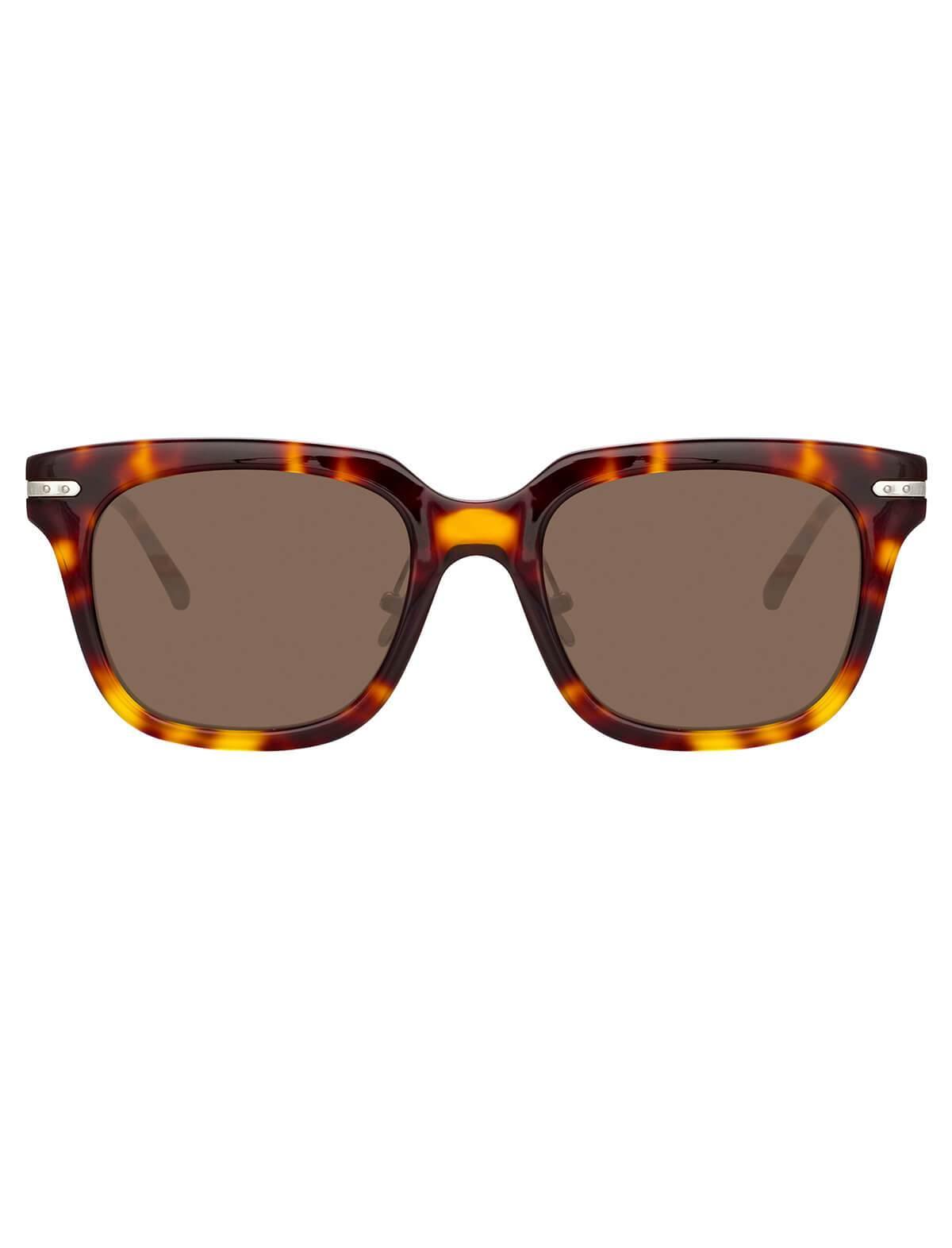 LINDA FARROW Empire D-Frame Sunglasses In Tortoiseshell | CLOSET Singapore