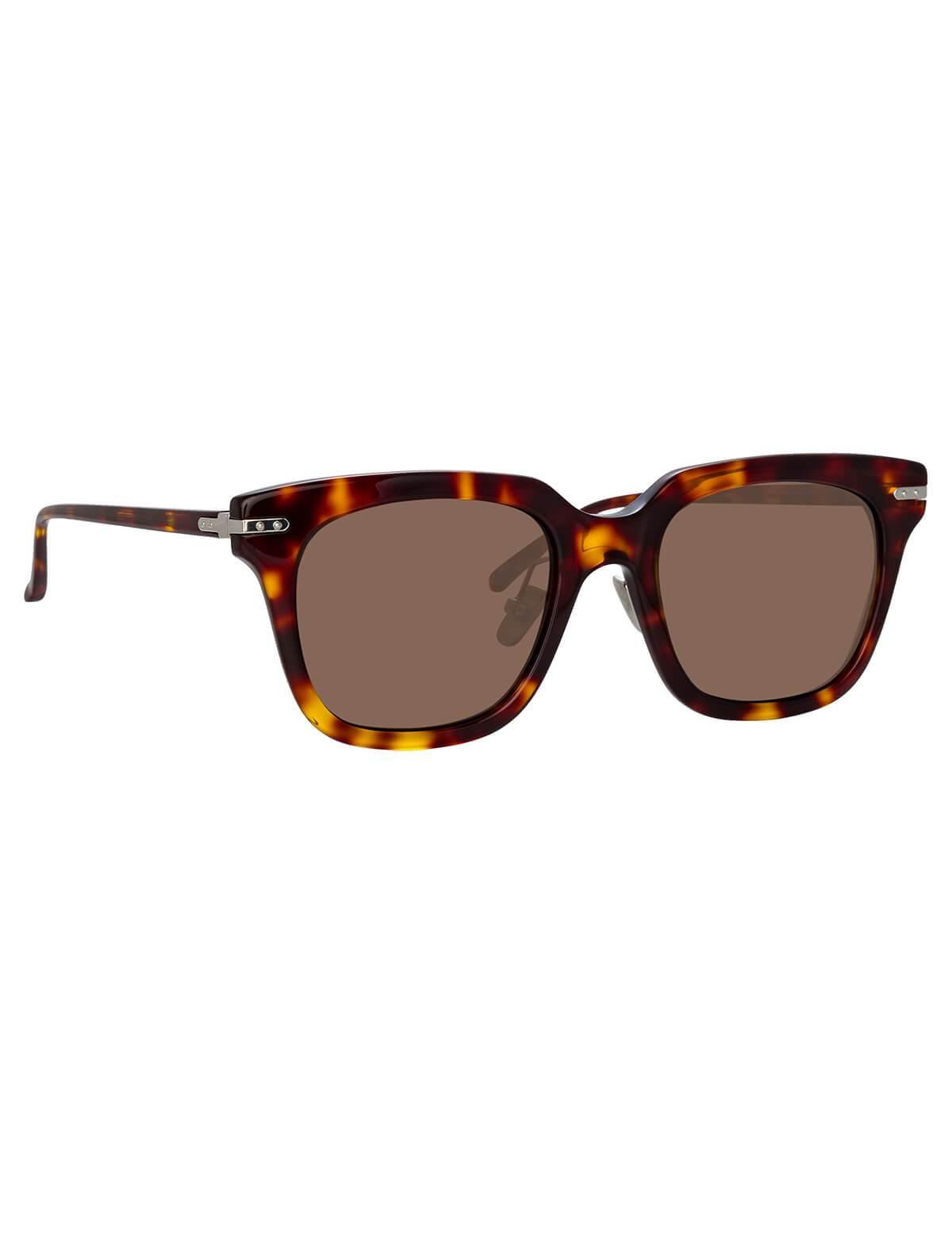 LINDA FARROW Empire D-Frame Sunglasses In Tortoiseshell | CLOSET Singapore