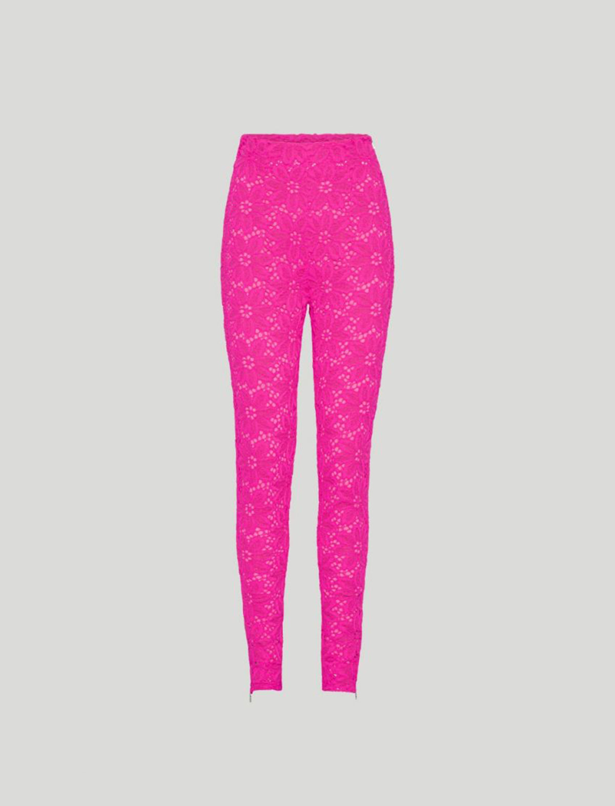 ROTATE Birger Christensen Heavy Lace High Rise Pants in Pink Glo