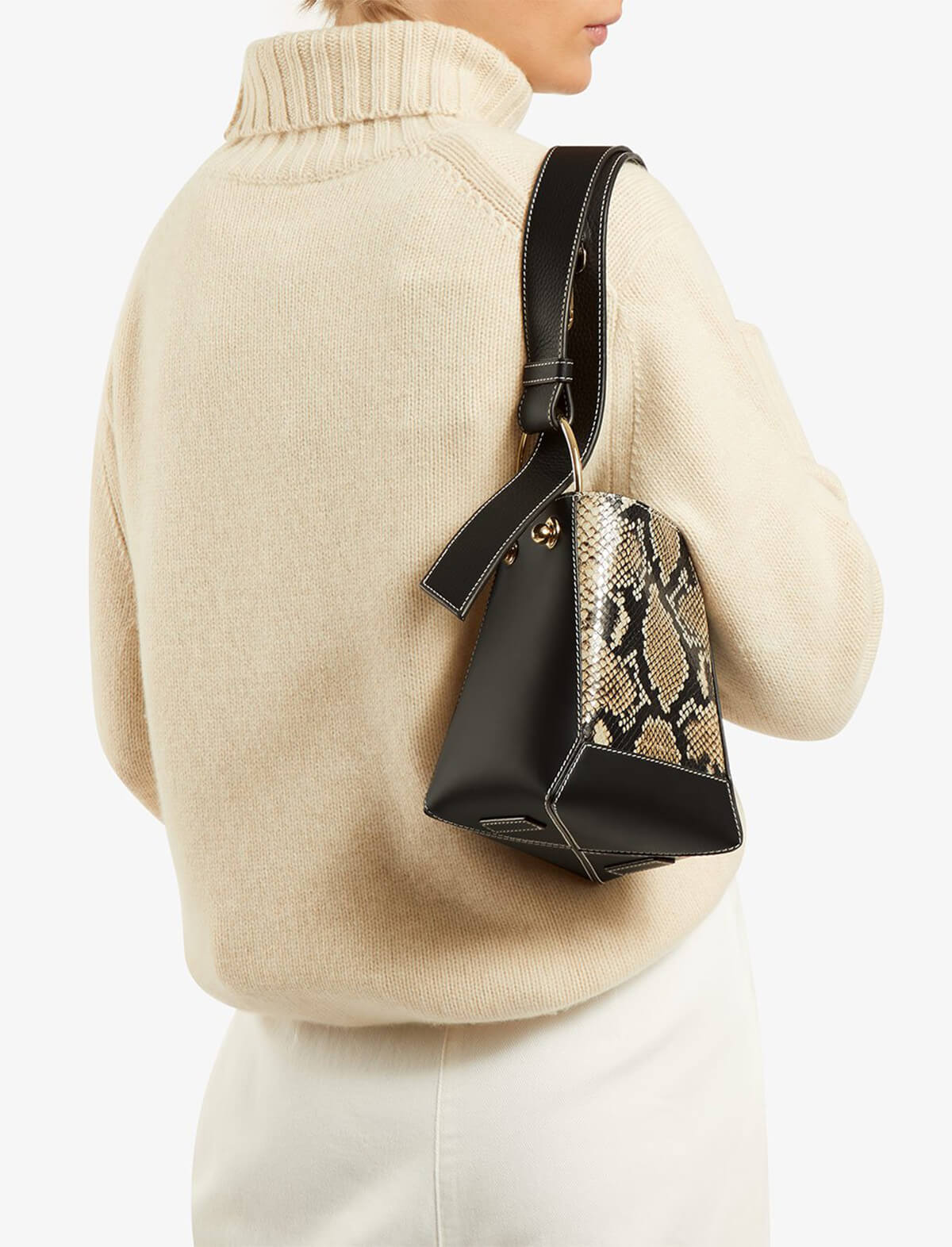 STRATHBERRY Lana Nano Bucket Bag in Black/ Desert