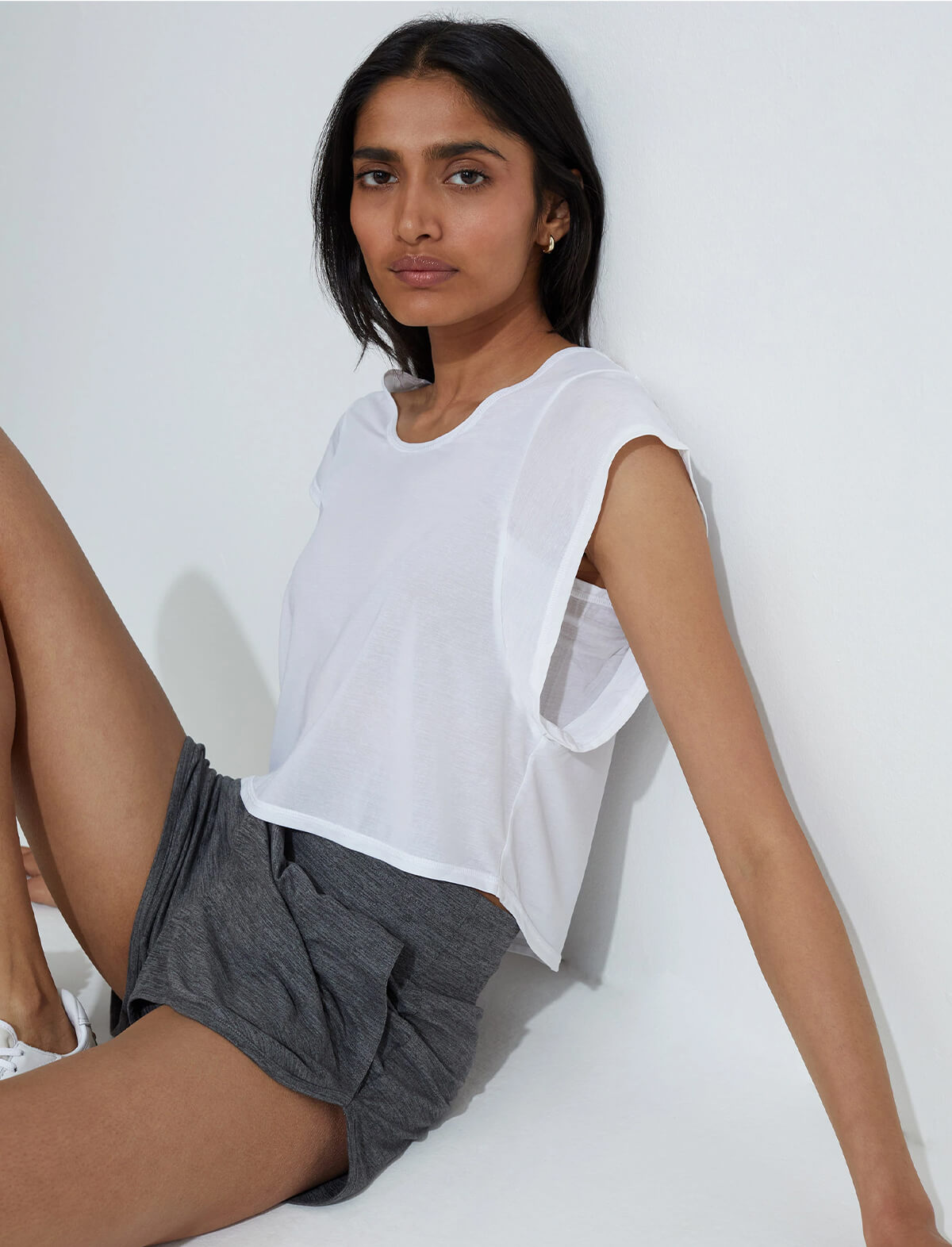 VARLEY Landon Crop T-Shirt in White