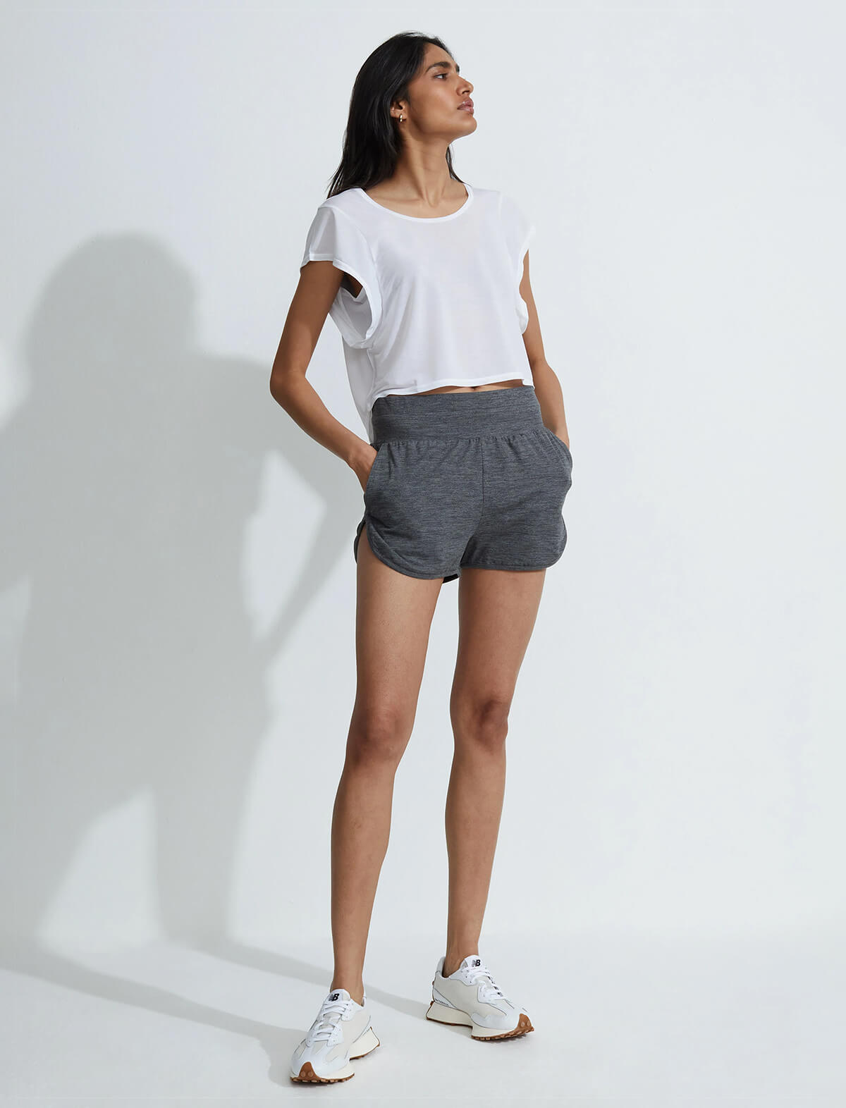 VARLEY Landon Crop T-Shirt in White