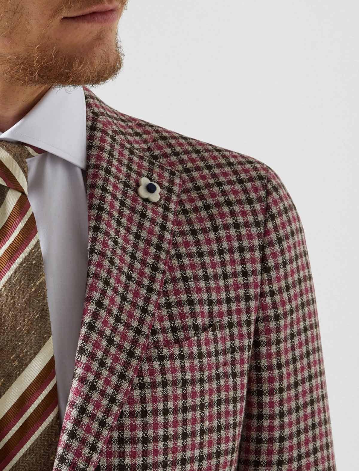 Single-Breasted Linen and Silk Macro-Check Jacket | CLOSET Singapore