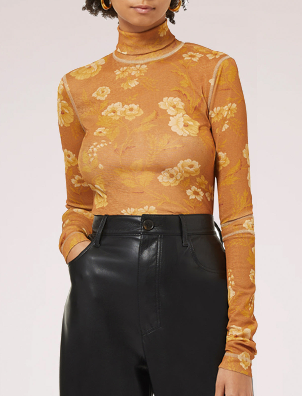 NANUSHKA Larson Mesh Jersey Top in Fantasy Flower