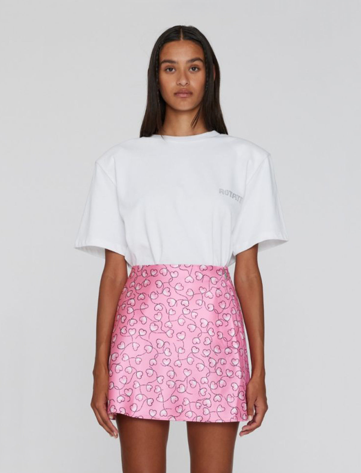 ROTATE Birger Christensen Boxy Lasercut T-Shirt in Bright White