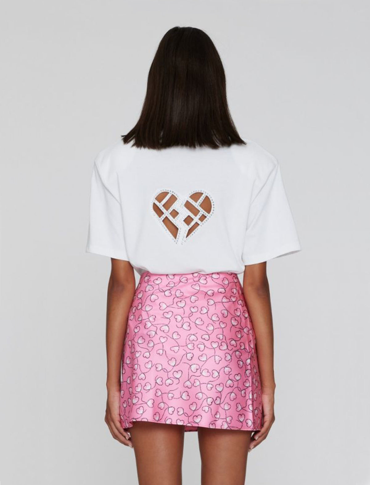 ROTATE Birger Christensen Boxy Lasercut T-Shirt in Bright White