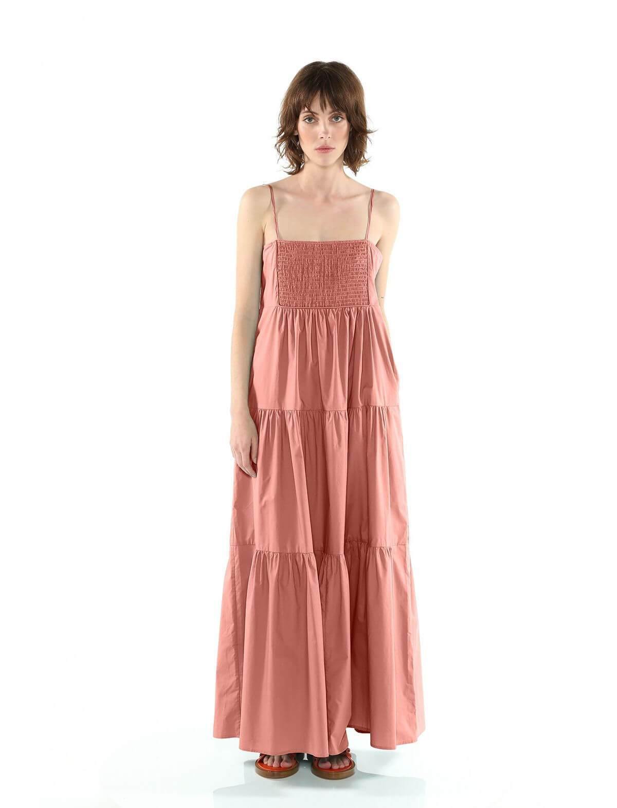 BIRD & KNOLL Luna Cotton Dress In Antique Rose | CLOSET Singapore