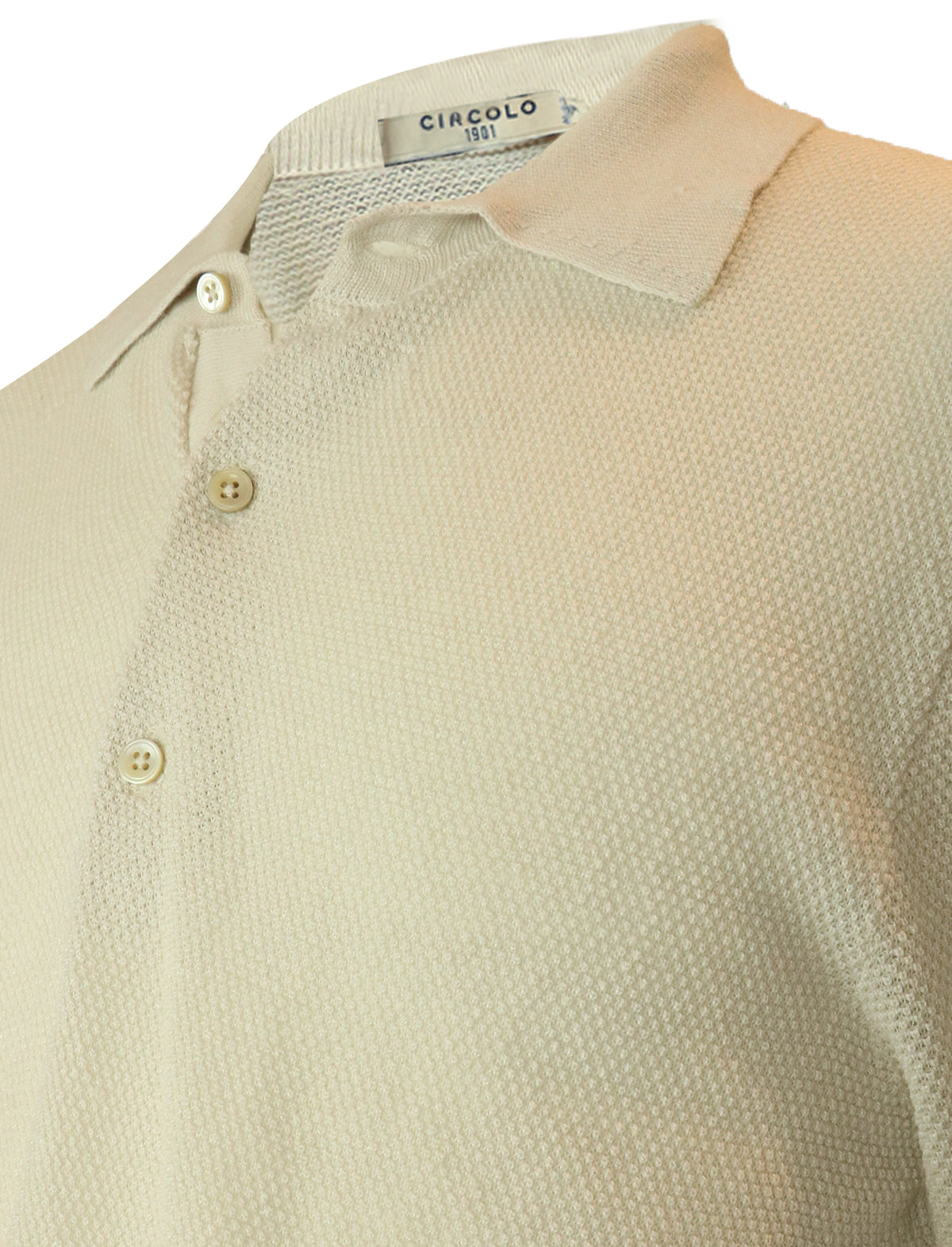 CIRCOLO 1901 Knitted Cotton-Linen Polo in Sandshell Beige