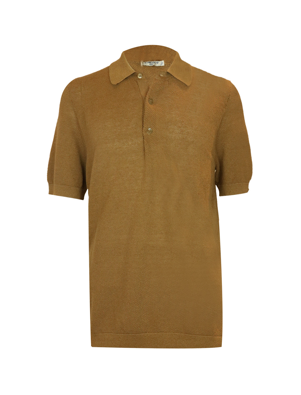 CIRCOLO 1901 Knitted Cotton-Linen Polo in Wood Brown