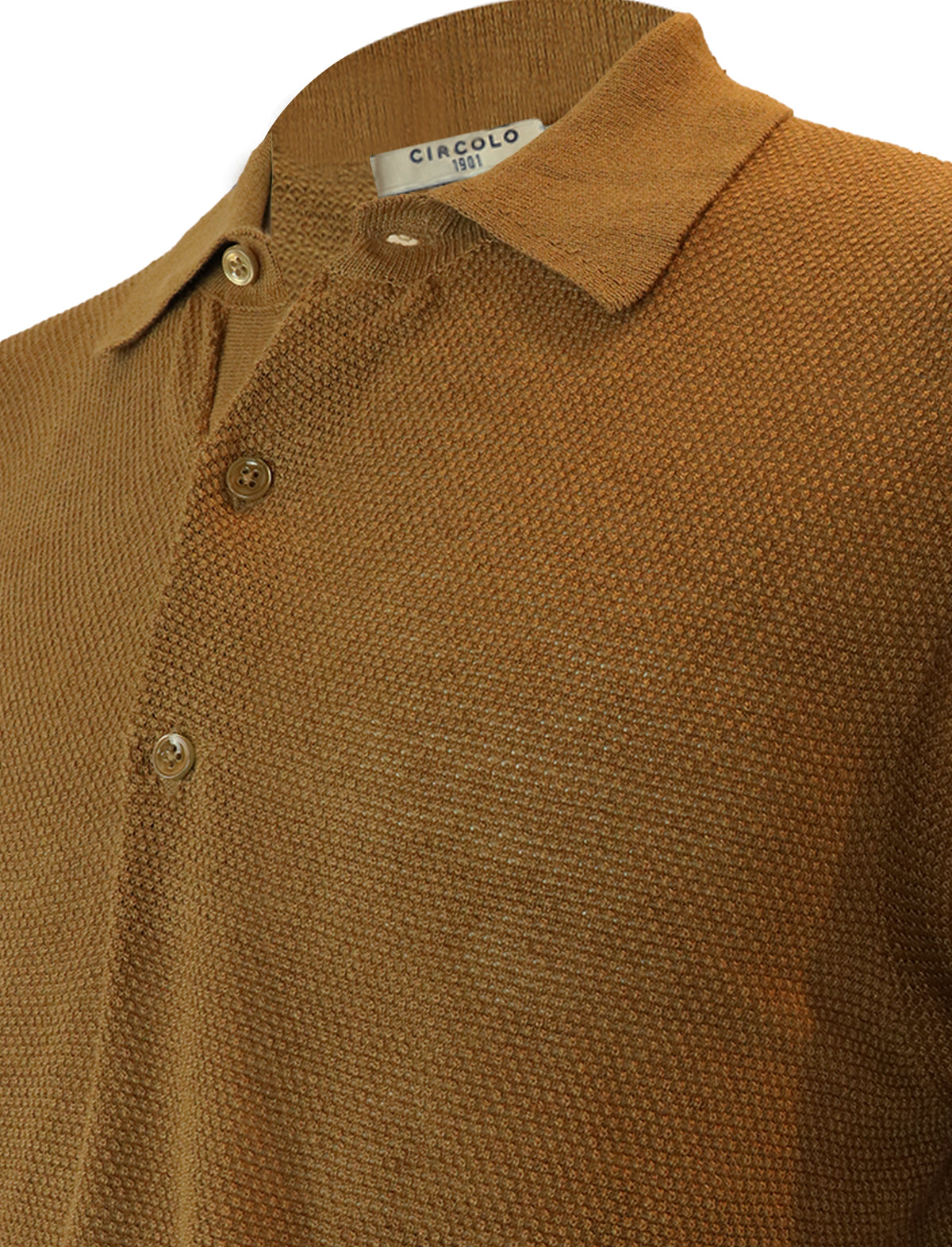 CIRCOLO 1901 Knitted Cotton-Linen Polo in Wood Brown